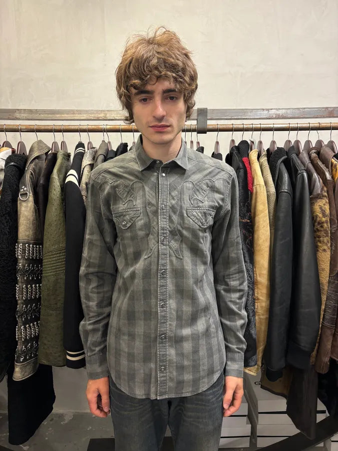 SS2010 Dolce & Gabbana Western Checked Grey Overshirt (S/M) cZvJMfw 1