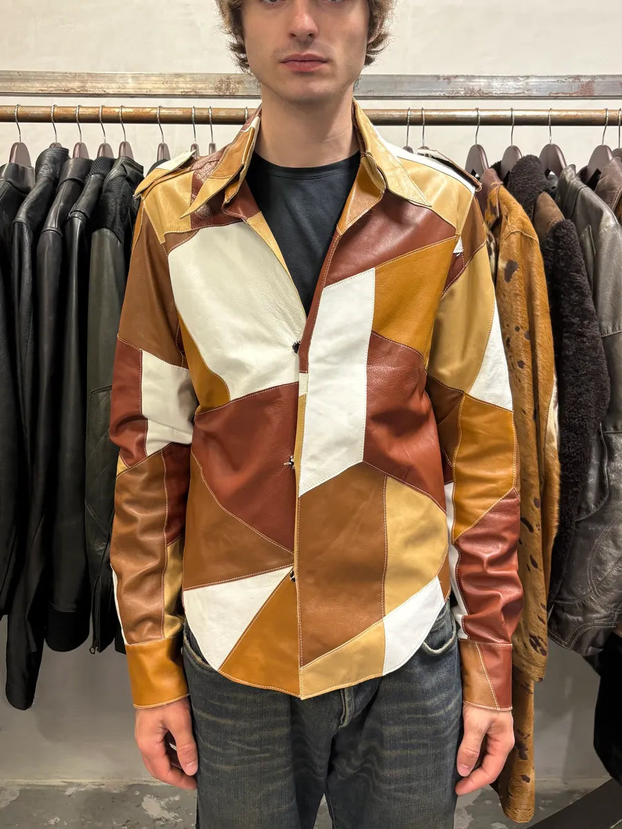 SS2001 Dolce & Gabbana Patchwork Leather Shirt Jacket nkSCIaJ 1