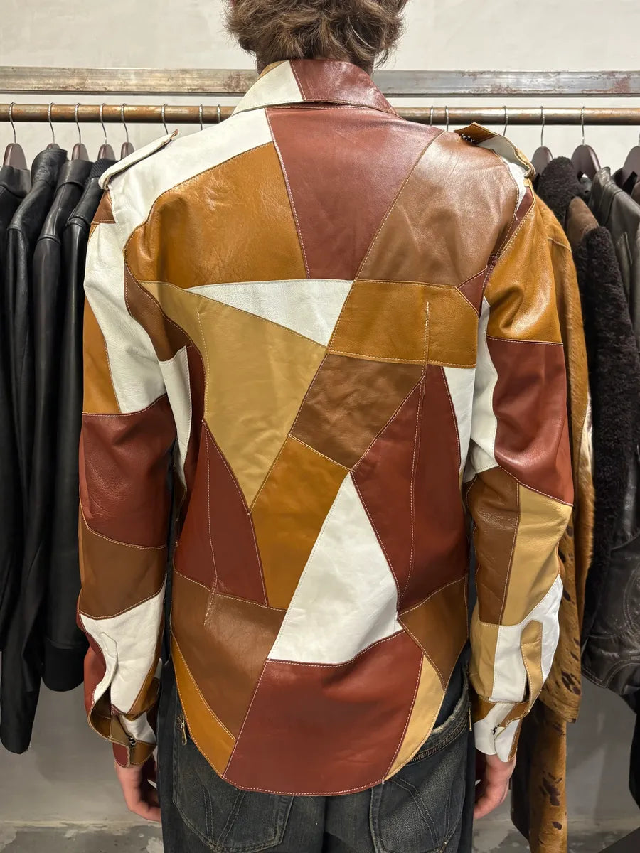 SS2001 Dolce & Gabbana Patchwork Leather Shirt Jacket nkSCIaJ 2