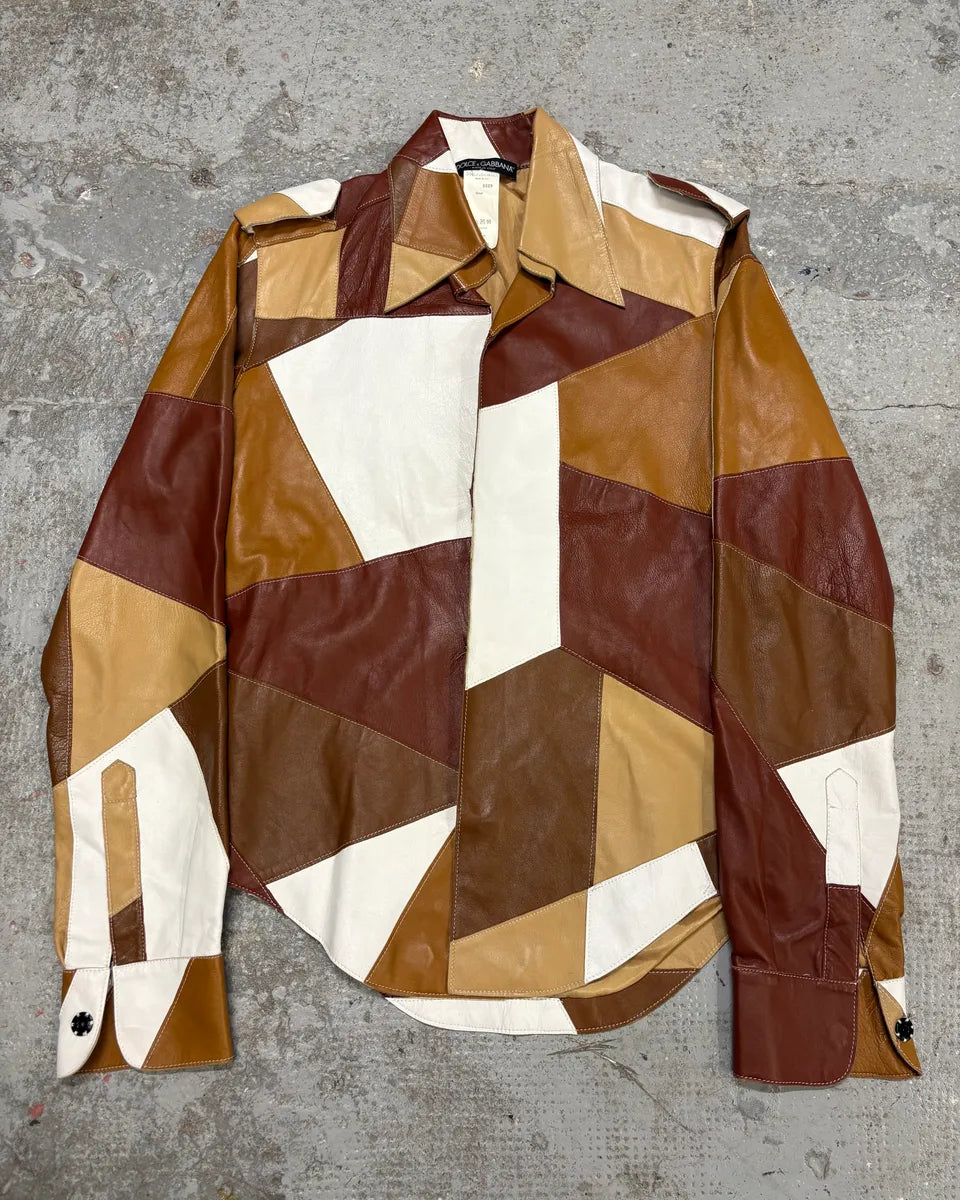 SS2001 Dolce & Gabbana Patchwork Leather Shirt Jacket nkSCIaJ 0