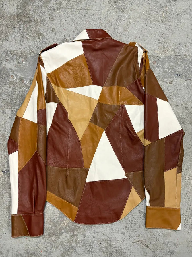 SS2001 Dolce & Gabbana Patchwork Leather Shirt Jacket nkSCIaJ 5