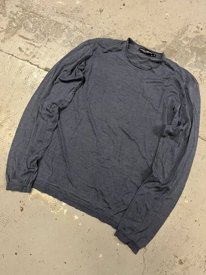Dolce & Gabbana Minimalist Blue Grey Longsleeves (S/M) egDpzcU 4