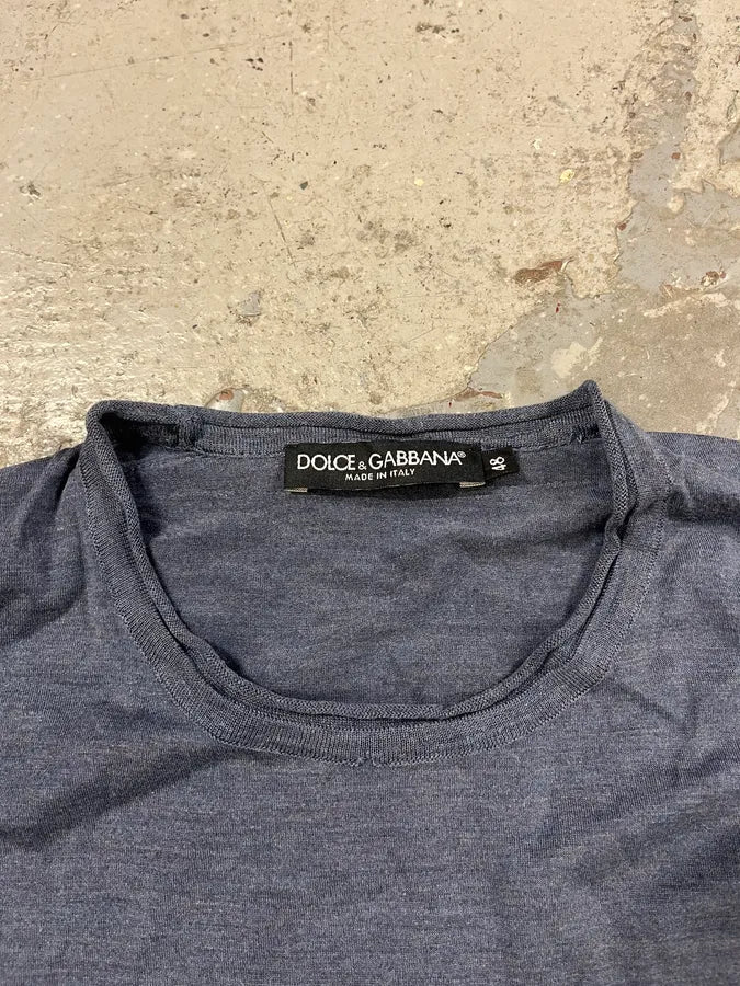 Dolce & Gabbana Minimalist Blue Grey Longsleeves (S/M) egDpzcU 7