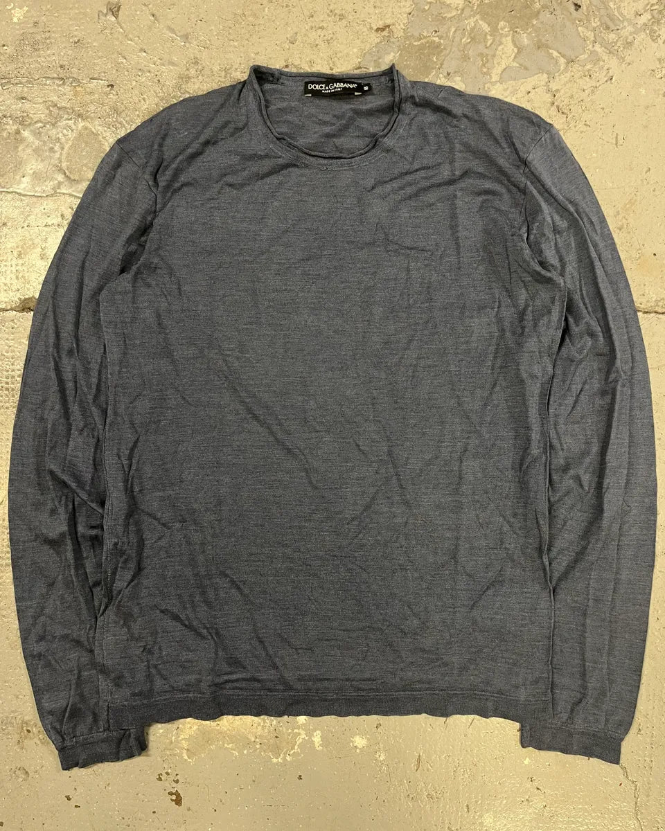 Dolce & Gabbana Minimalist Blue Grey Longsleeves (S/M) egDpzcU 1