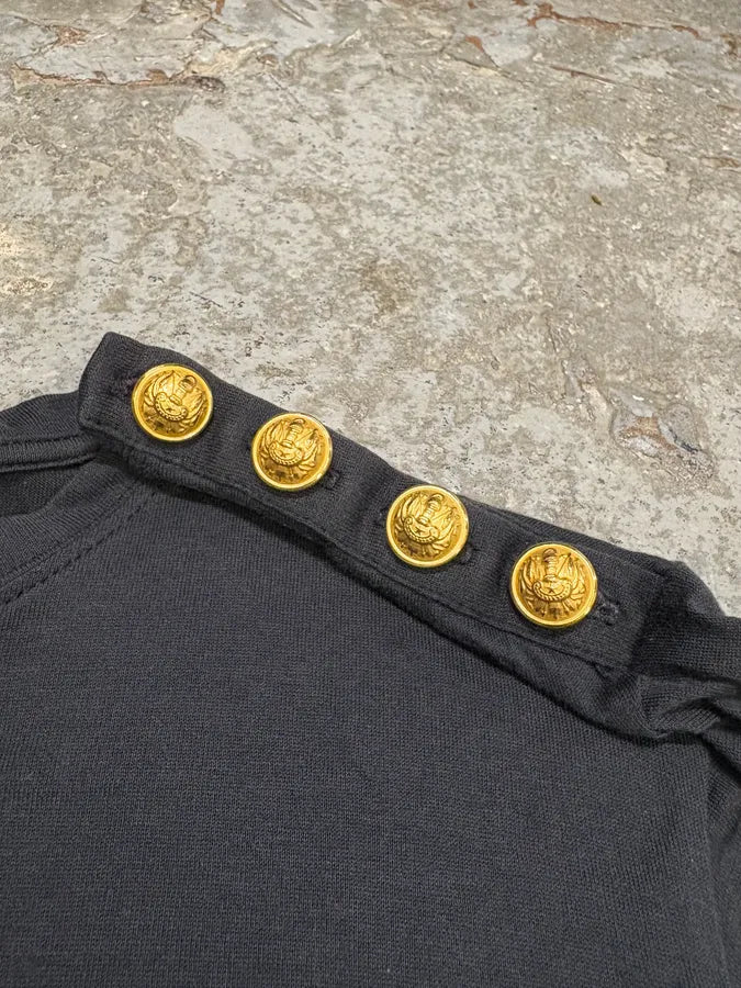 2000s Balmain Navy Buttoned Signature Longsleeves (S) PFZwEzc 6