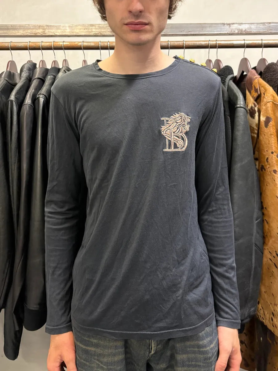 2000s Balmain Navy Buttoned Signature Longsleeves (S) PFZwEzc 1