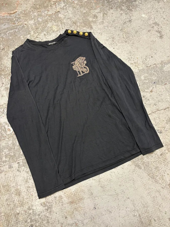 2000s Balmain Navy Buttoned Signature Longsleeves (S) PFZwEzc 3