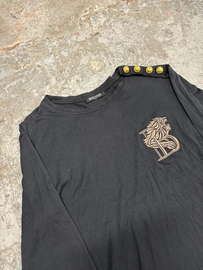 2000s Balmain Navy Buttoned Signature Longsleeves (S) PFZwEzc 4
