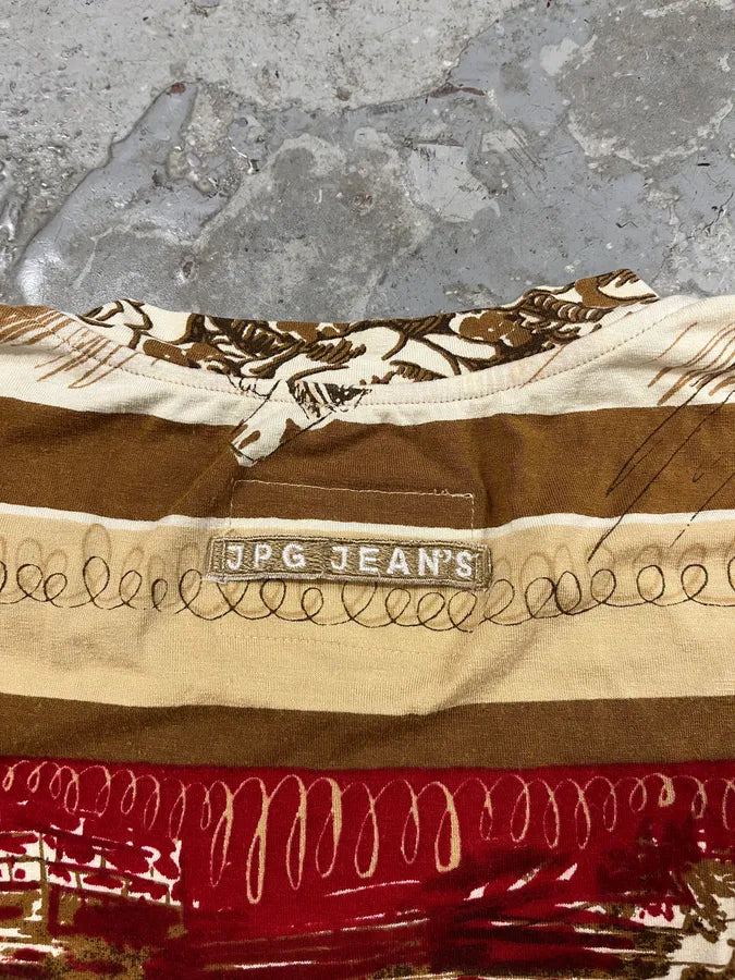 2000s Jean Paul Gaultier Brown Baroque Flowers Tee-Shirt (M/L) nkZcWin 6