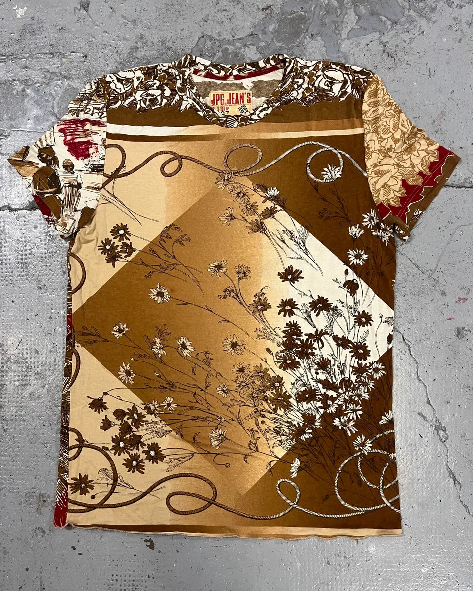 2000s Jean Paul Gaultier Brown Baroque Flowers Tee-Shirt (M/L) nkZcWin 0