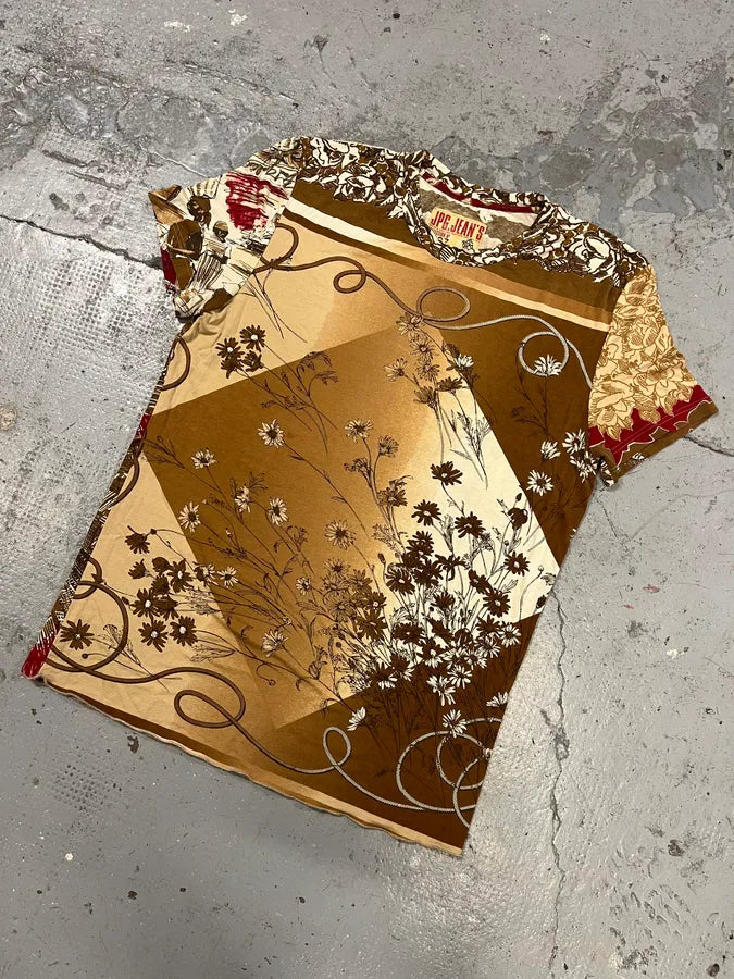 2000s Jean Paul Gaultier Brown Baroque Flowers Tee-Shirt (M/L) nkZcWin 3