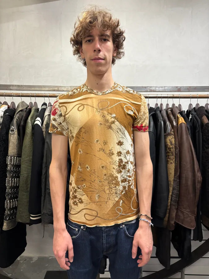 2000s Jean Paul Gaultier Brown Baroque Flowers Tee-Shirt (M/L) nkZcWin 1