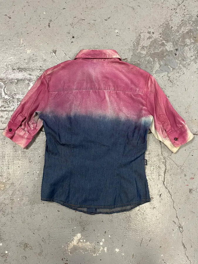 2000s Moschino Gradient Pink & Blue Shortsleeve Shirt (S/M) BLzklVz 3