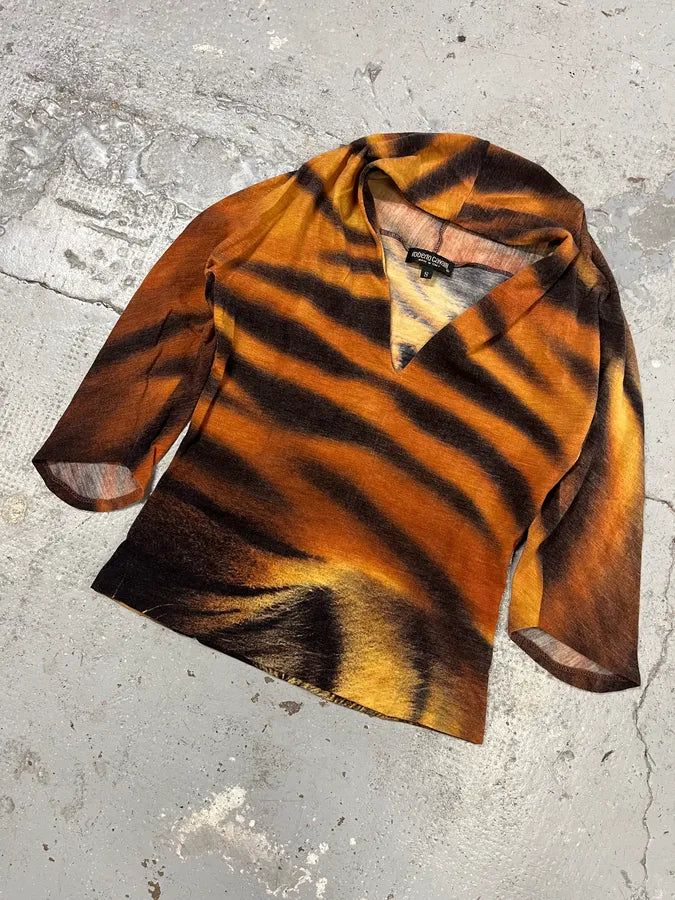 FW2000 Roberto Cavalli Tiger Orange Savage Top (S/M) rRKKuUc 2