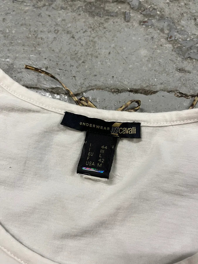 Cavalli Trompe L’oeil Bust White Top (XS/S) vWLrUuu 4