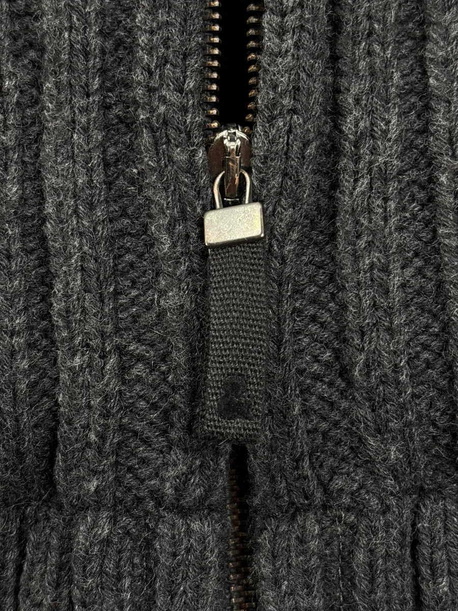 2000s Dolce & Gabbana Dark Grey Wool Ribbed Zip-Up Stand Collar Sweater frvyDuGQ 6