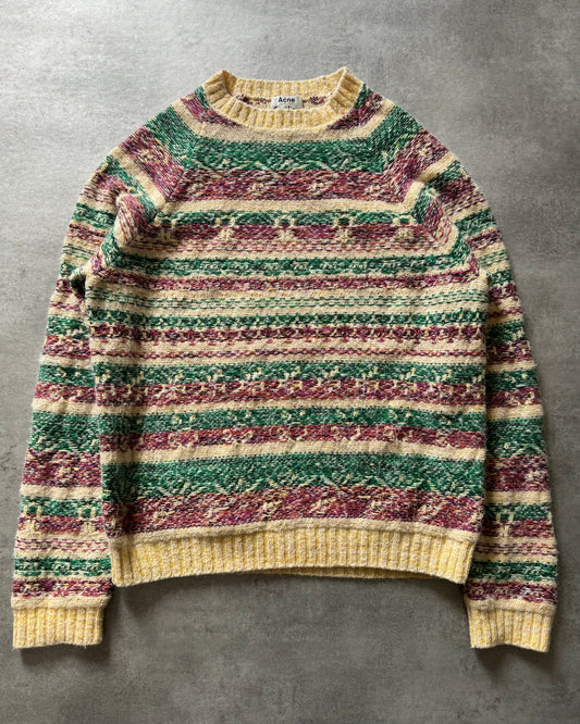 FW2019 Acne Studios Striped Intarsia Knit Tern Jacquard Sweater (L) - 1