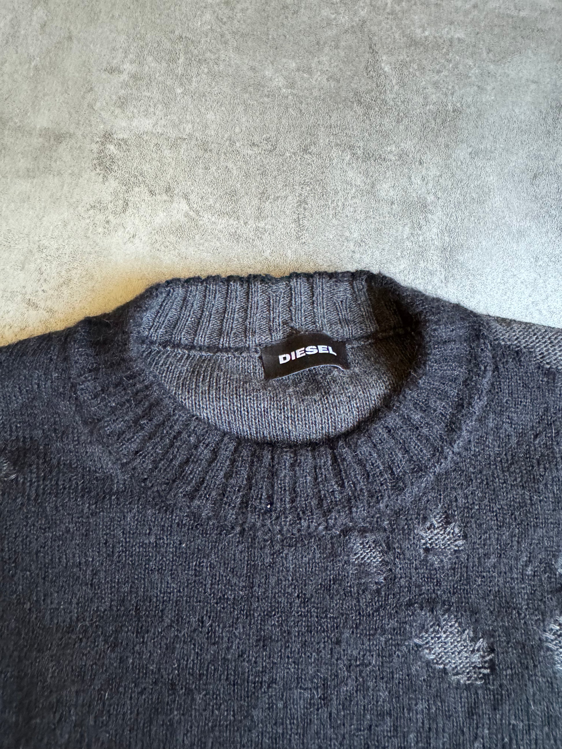 AW2018 Diesel Grey & Black Distressed Sweater (M) - 9