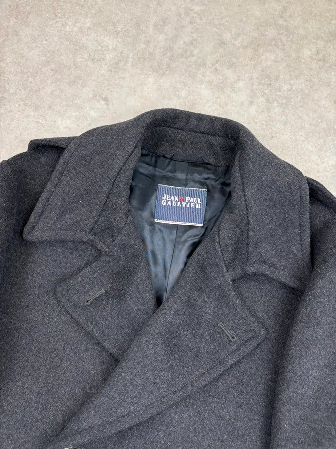 AW2009 Jean Paul Gaultier Grey Wool Double-Breasted Officer Coat BWpbHCd 3
