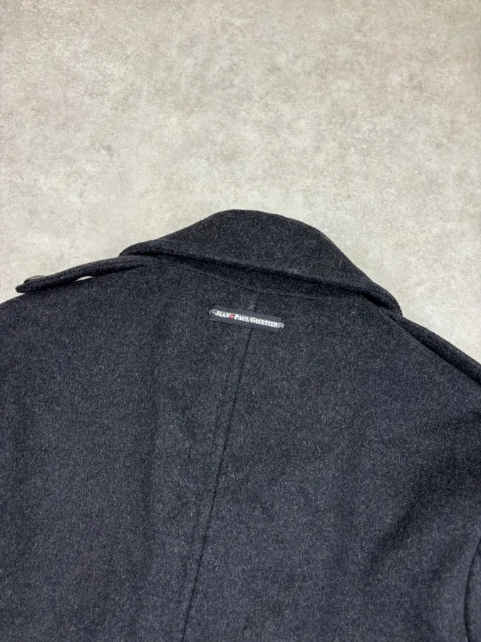 AW2009 Jean Paul Gaultier Grey Wool Double-Breasted Officer Coat BWpbHCd 5