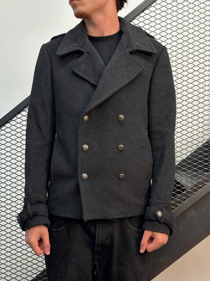 AW2009 Jean Paul Gaultier Grey Wool Double-Breasted Officer Coat BWpbHCd 1