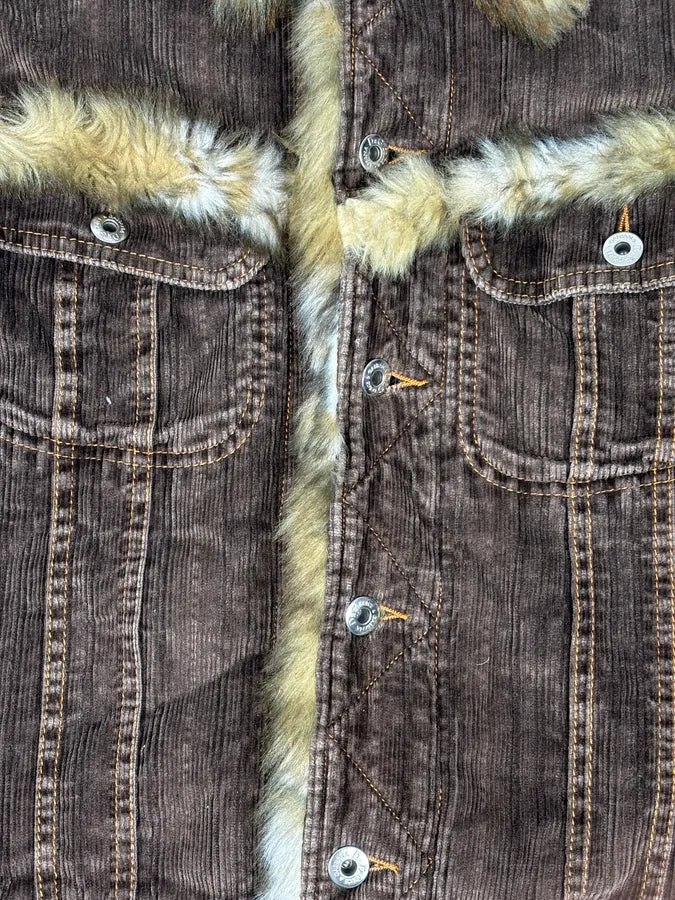 AW2001 Dolce & Gabbana Brown Corduroy Fur Jacket lscpJZr 7