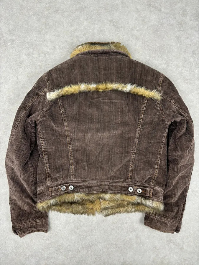 AW2001 Dolce & Gabbana Brown Corduroy Fur Jacket lscpJZr 4