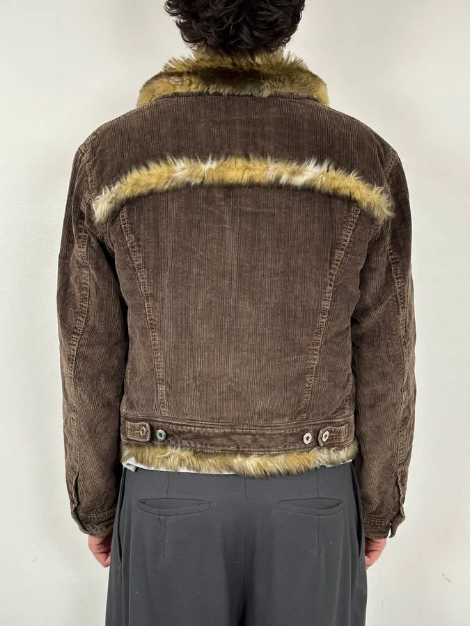 AW2001 Dolce & Gabbana Brown Corduroy Fur Jacket lscpJZr 2