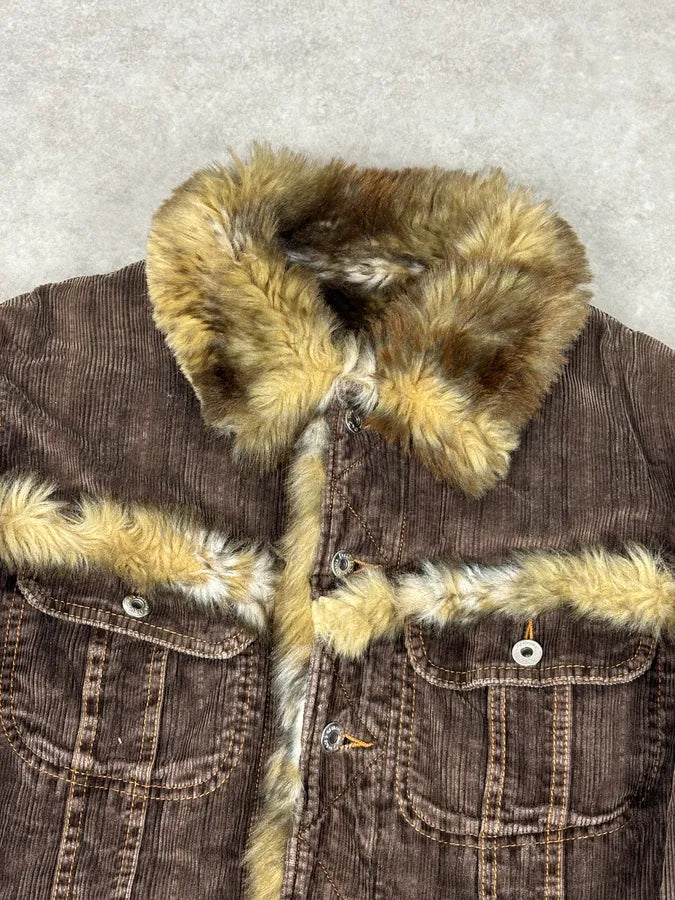 AW2001 Dolce & Gabbana Brown Corduroy Fur Jacket lscpJZr 3