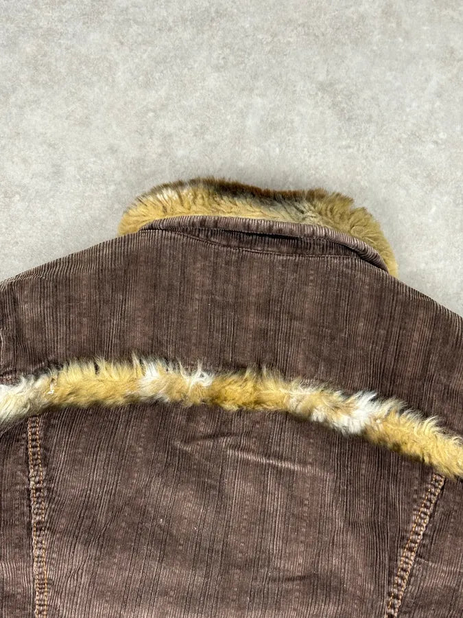 AW2001 Dolce & Gabbana Brown Corduroy Fur Jacket lscpJZr 5