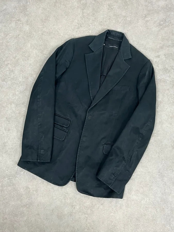AW2003 Dsquared2 Black Denim Pocket Blazer Jacket fTTUocX 3