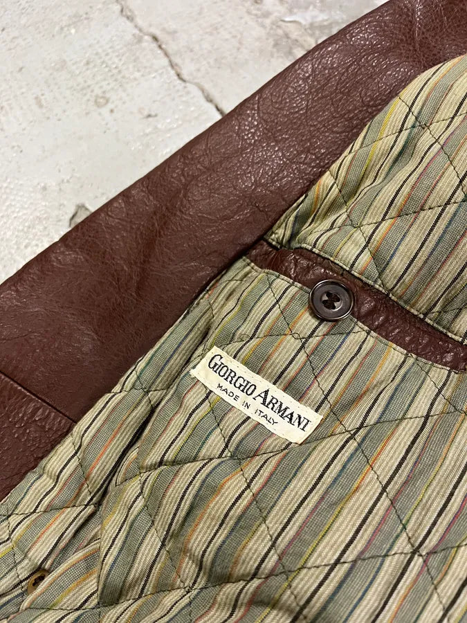 FW1986 Giorgio Armani Brown Leather Bomber Jacket gzJLPLW 10