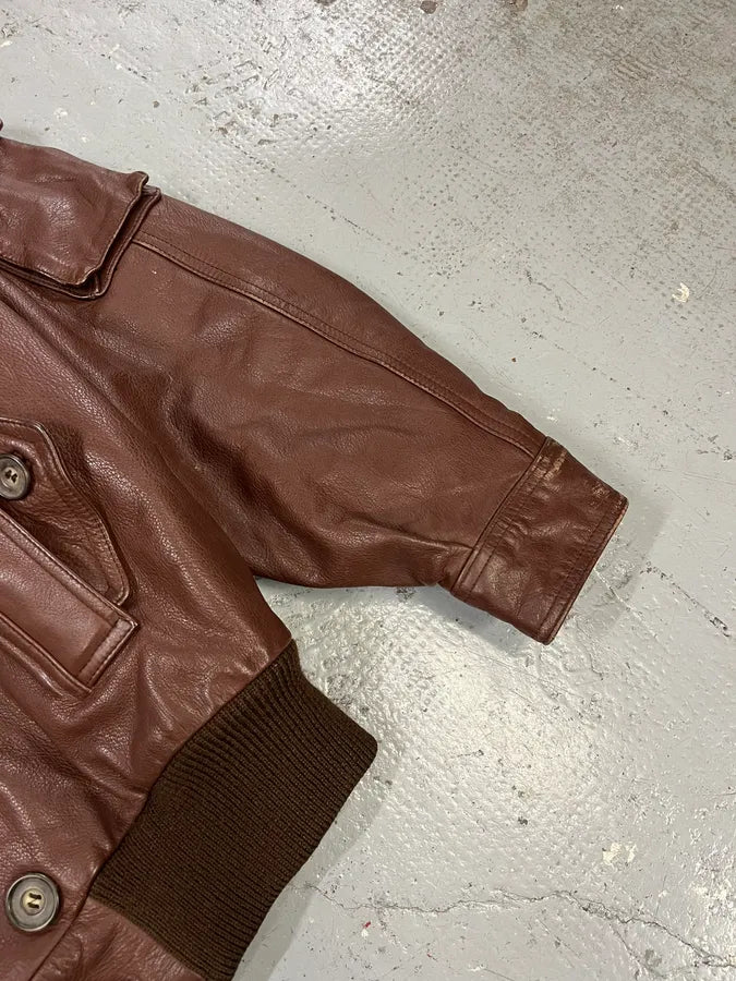 FW1986 Giorgio Armani Brown Leather Bomber Jacket gzJLPLW 6