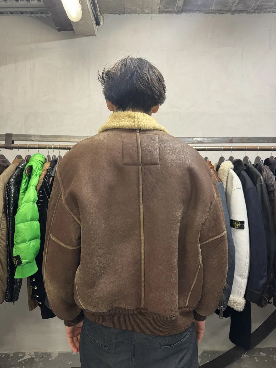 FW1987 Emporio Armani Brown Shearling Bomber Aviator Jacket (L/XL) 4