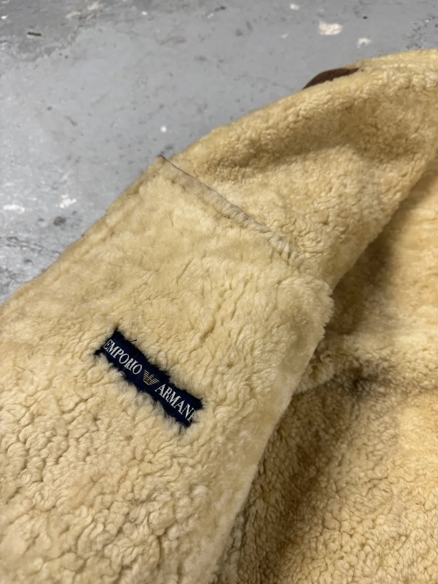 FW1987 Emporio Armani Brown Shearling Bomber Aviator Jacket (L/XL) 8