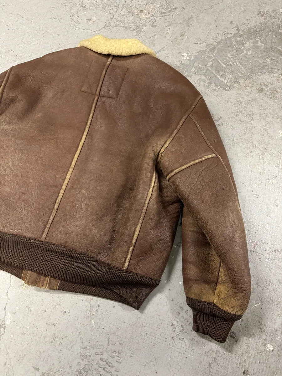 FW1987 Emporio Armani Brown Shearling Bomber Aviator Jacket (L/XL) 9