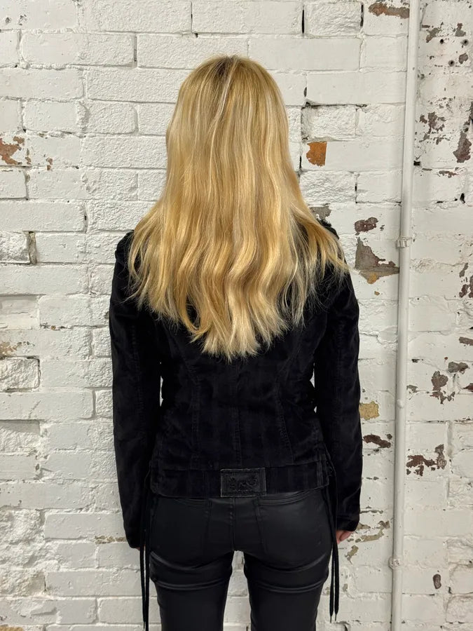 2000s Dolce & Gabbana Black Corduroy Fur Jacket RNOMsfl 1