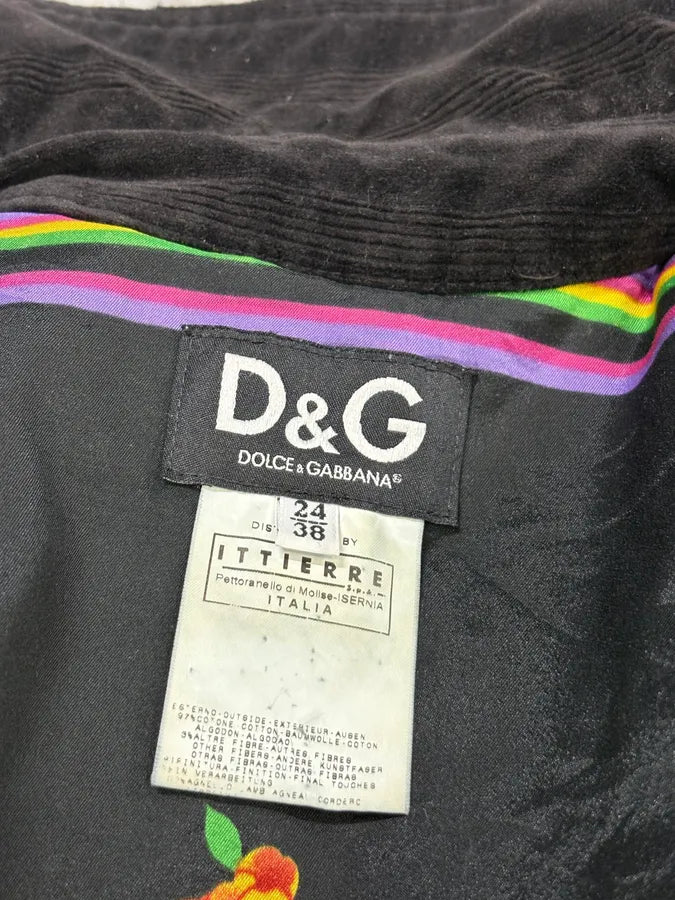 2000s Dolce & Gabbana Black Corduroy Fur Jacket RNOMsfl 7
