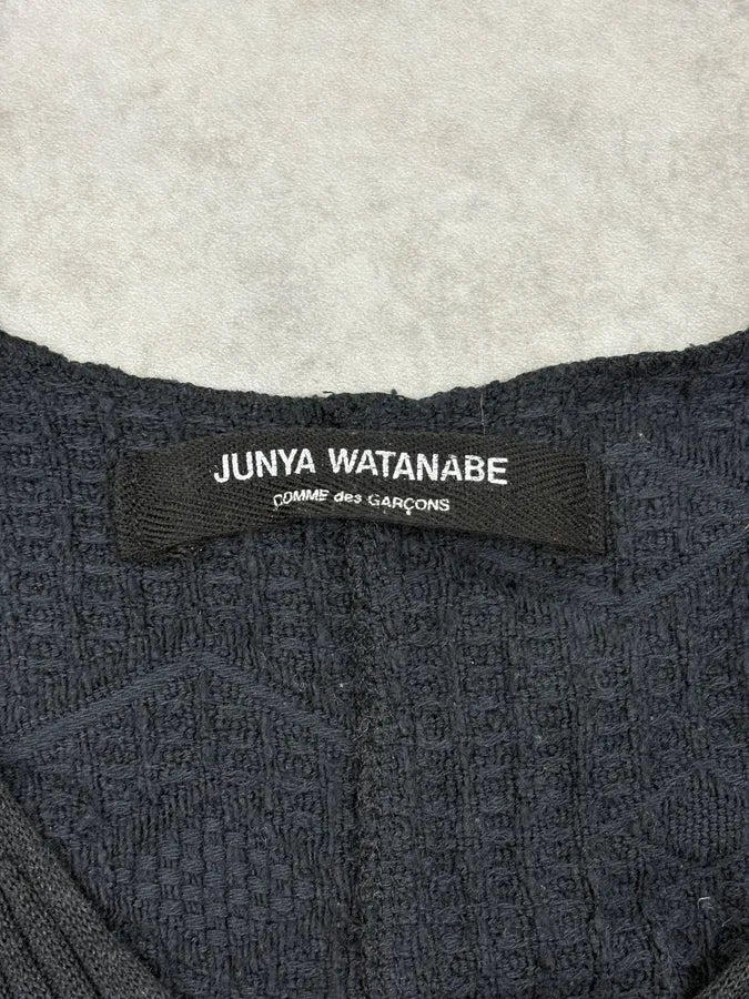 FW1992 Junya Watanabe Black Textured Linen V-Neck T-Shirt SQtAscU 6