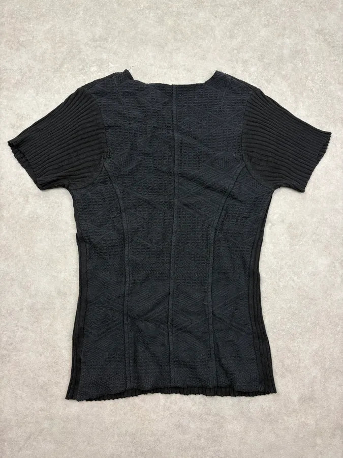 FW1992 Junya Watanabe Black Textured Linen V-Neck T-Shirt SQtAscU 5