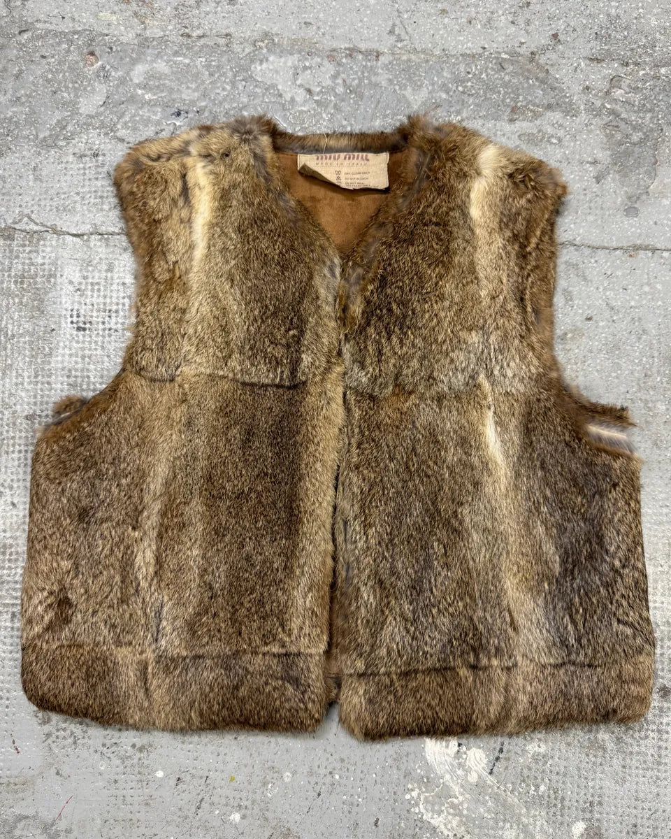 FW1993 Miu Miu Rabbit Fur Camel Vest tWdKSbP 0
