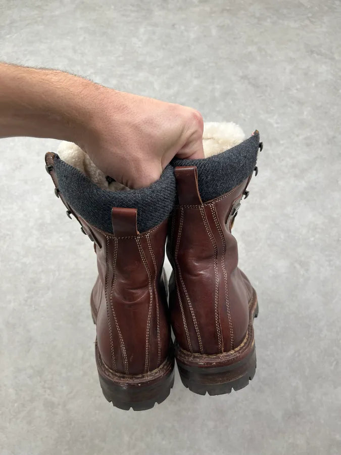 FW1994 Dsquared2 Burgundy Leather Shearling-Lined Lace-Up Boots DdDvDBZ 5