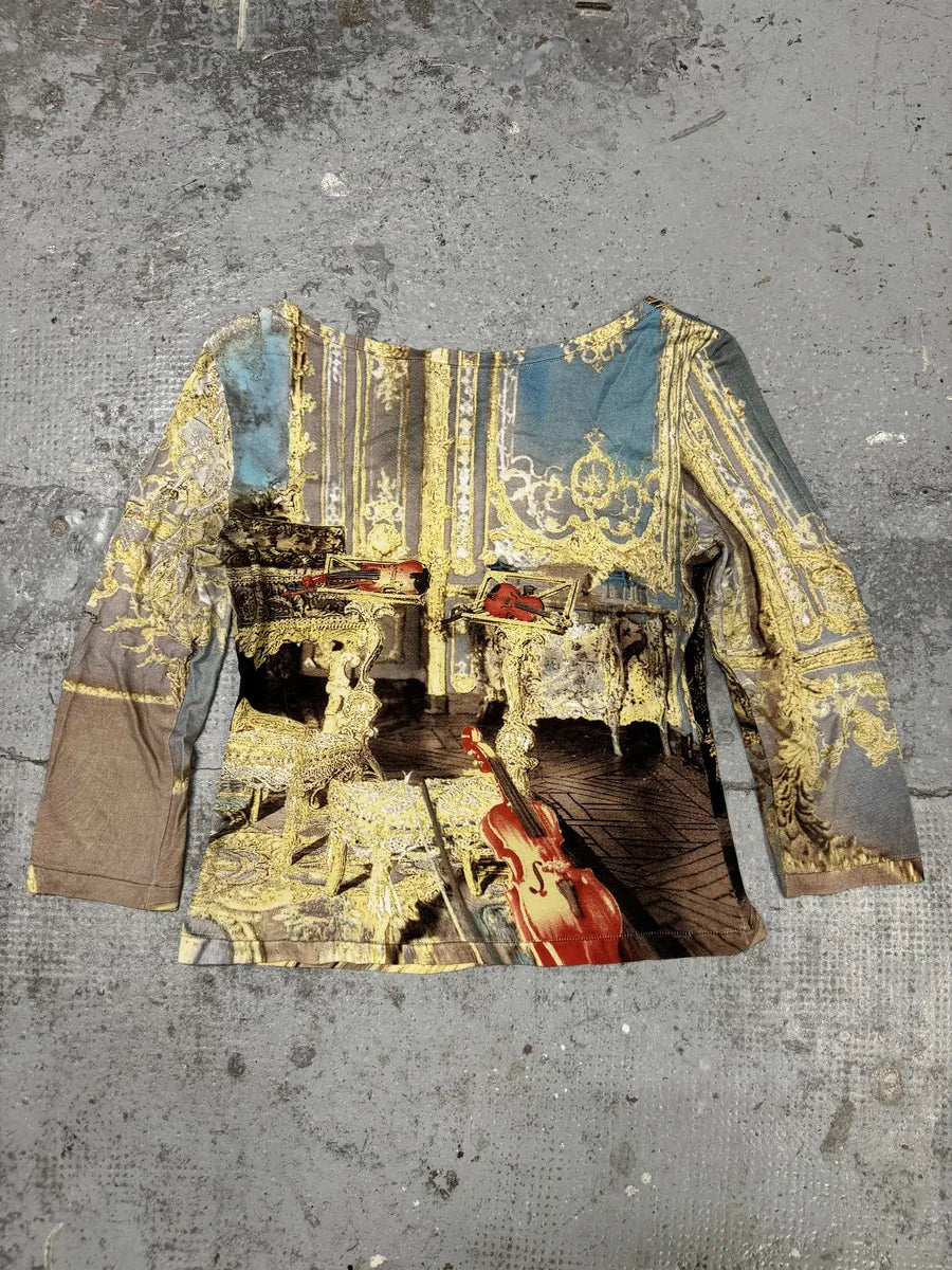 FW1994 Roberto Cavalli Medieval Chair Dynastie Longsleeves Top eTTYXil 3