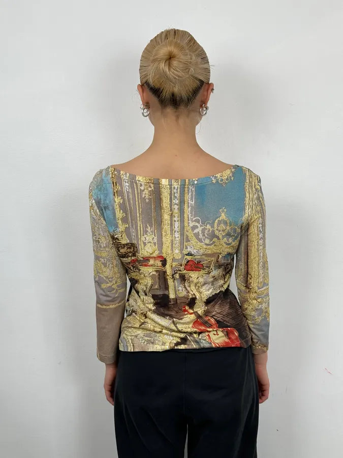 FW1994 Roberto Cavalli Medieval Chair Dynastie Longsleeves Top eTTYXil 2