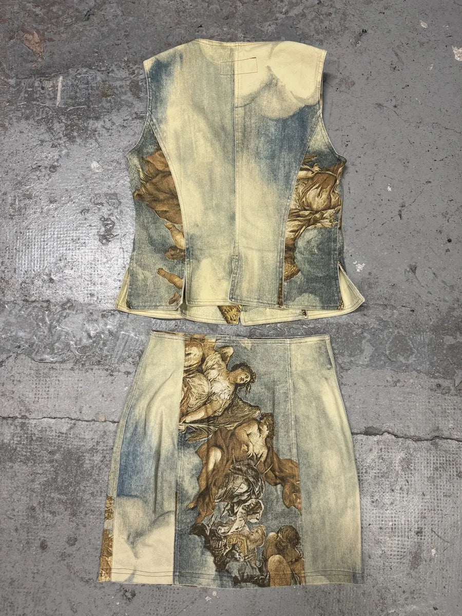 FW1994 Roberto Cavalli Renaissance Royal Print Buttoned Set (XS/S) BUtKzkj 1