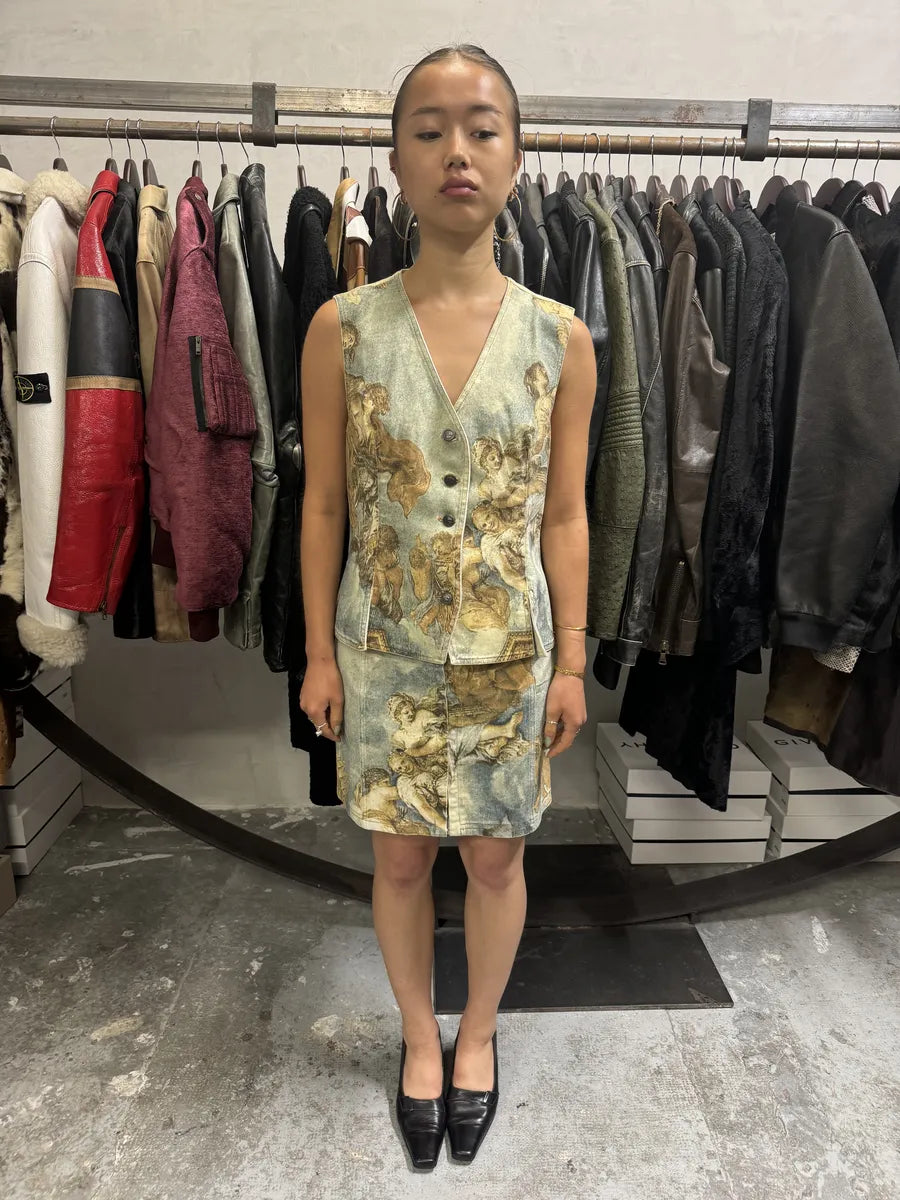 FW1994 Roberto Cavalli Renaissance Royal Print Buttoned Set (XS/S) BUtKzkj 3