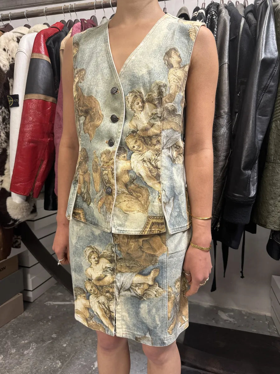 FW1994 Roberto Cavalli Renaissance Royal Print Buttoned Set (XS/S) BUtKzkj 4