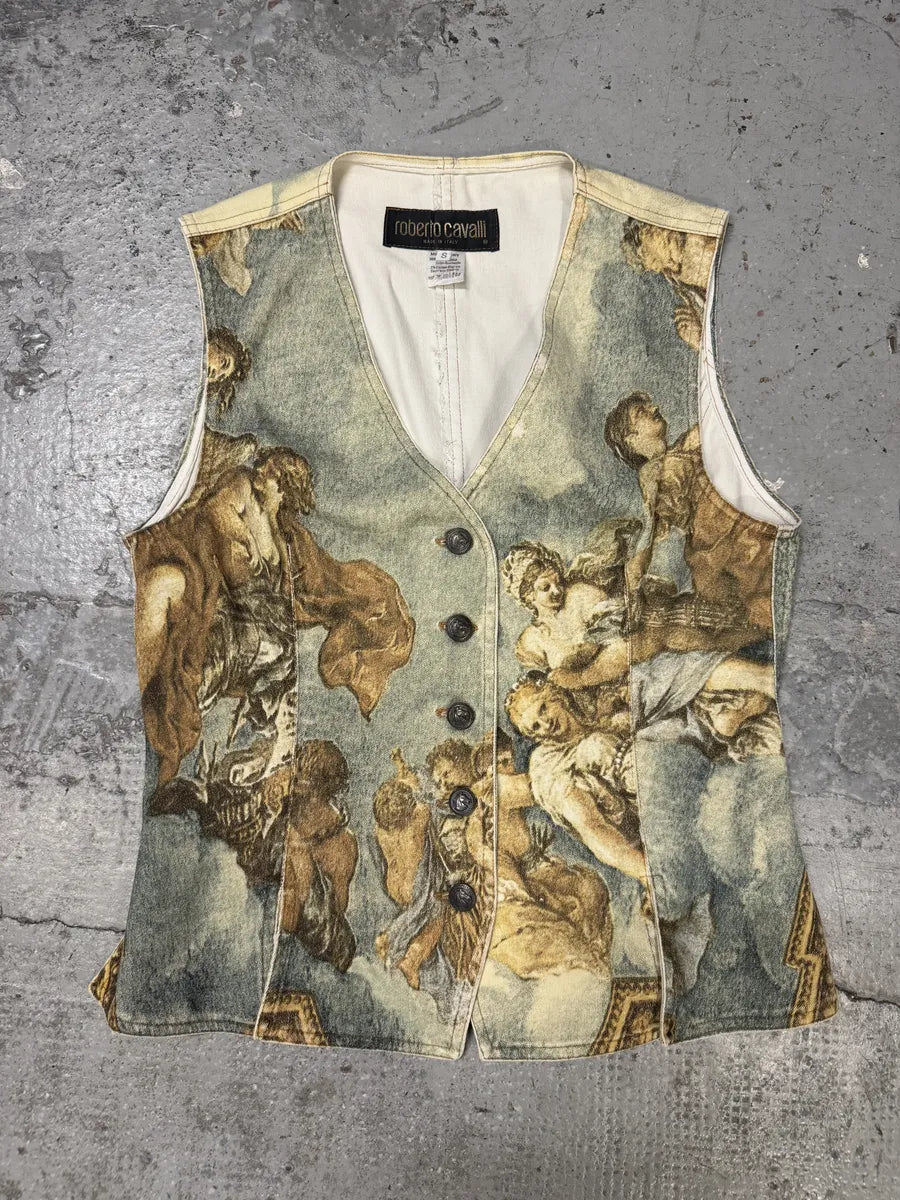 FW1994 Roberto Cavalli Renaissance Royal Print Buttoned Vest (S) kbgHbAB 0