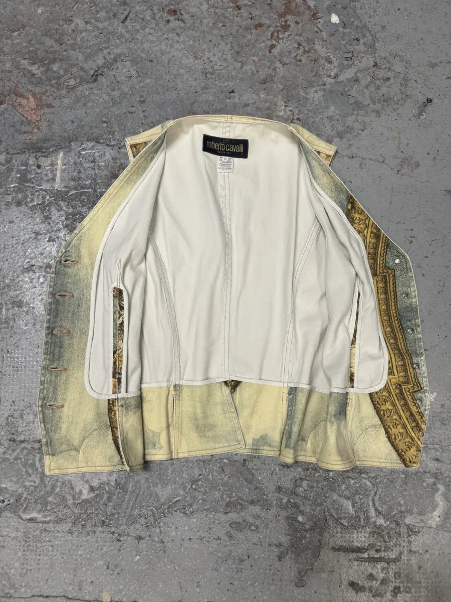 FW1994 Roberto Cavalli Renaissance Royal Print Buttoned Vest (S) kbgHbAB 7