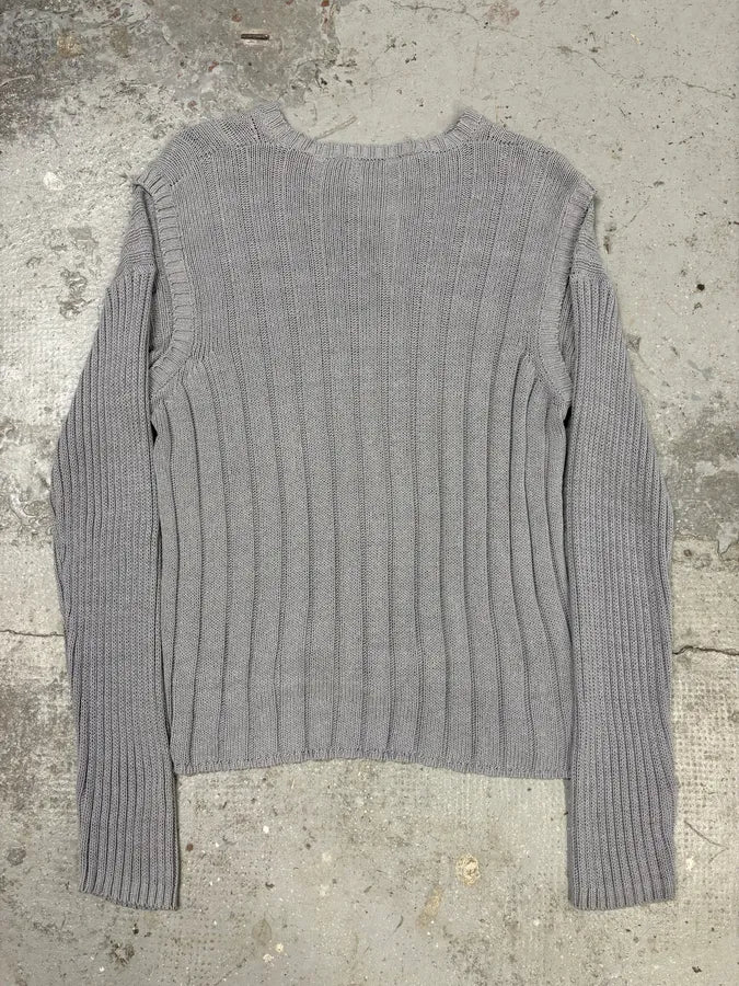 FW1995 Dolce & Gabbana Grey Wool V-Neck Sweater (M) cKfofKg 3